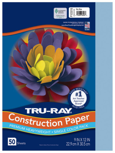 Construction Paper Fade-Resistant 9" x 12" Sky Blue