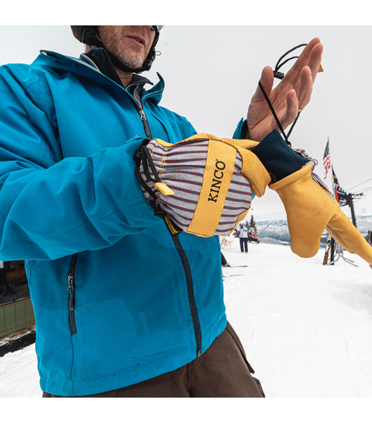 1927KWLT&trade; Lined Premium Grain Pigskin Lobster Ski Mitt with Omni-Cuff&trade;, Striped, large