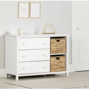 Commode 3 tiroirs avec paniers de rangement