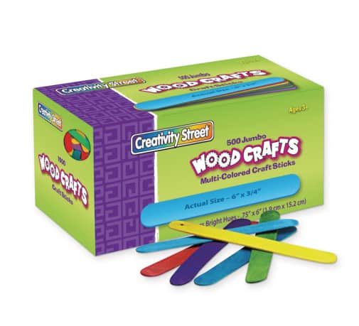 Creativity Street Jumbo Wooden Multi-Colored Craft Sticks (500 count)