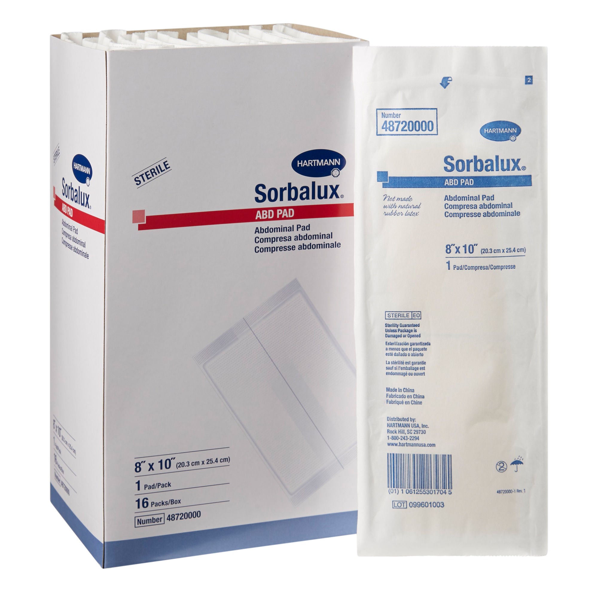 Sorbalux ABD Sterile Abdominal Pad, 8 x 10 Inch, One-Ply MK 625308