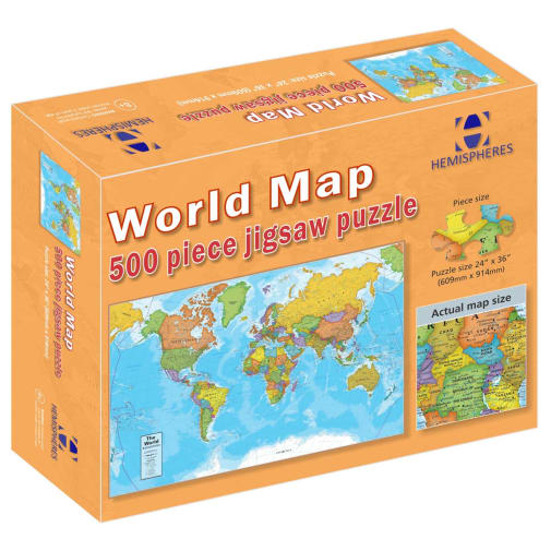 World Map Jigsaw Puzzle 24" x 36" - 500 Pieces