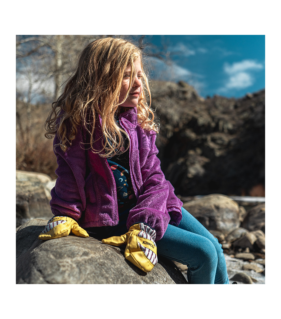 Kids' 1927KWT&trade; Lined Grain Leather Palm Mitt with Knit Wrist, Striped, large image number 3