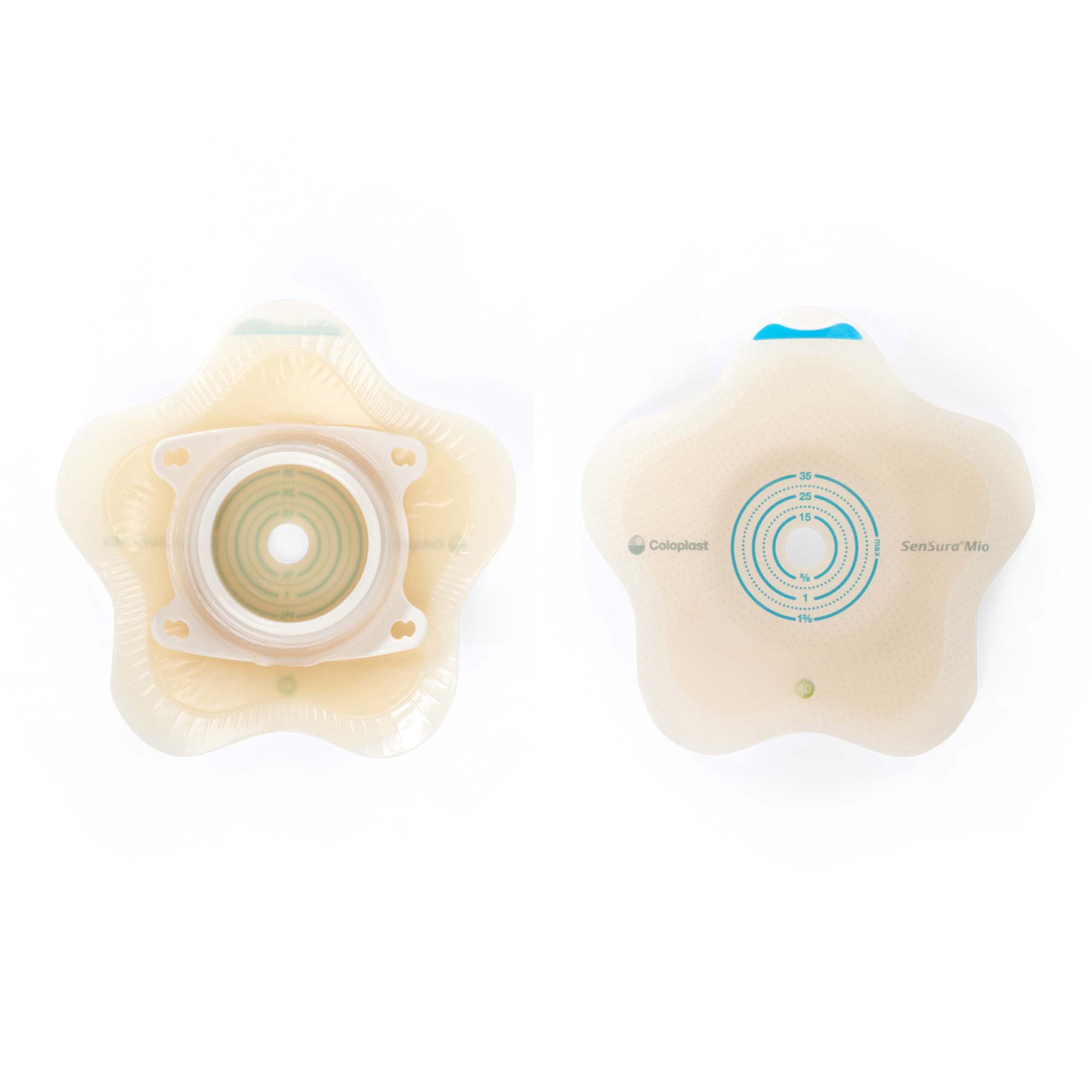 SenSura Mio Convex Flip Ostomy Barrier, Trim to fit 10  35 mm, Green Match MK 1124374