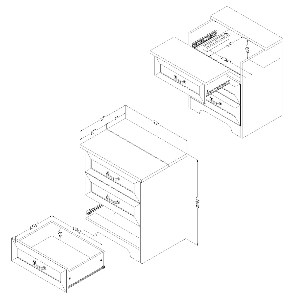 Nightstand Winter Oak Prairie South Shore