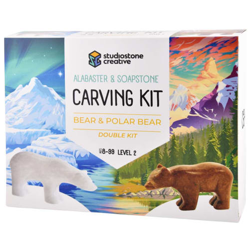 Alabaster & Soapstone Carving Kit - Bear & Polar Bear (Double Kit)