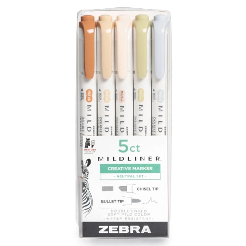 Mildliner Duel-Tip Creative Highlighters (Assorted Colors) 5 Pack
