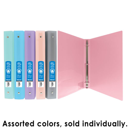 Binder - 3 Ring Pastel 1" with pocket (assorted color)