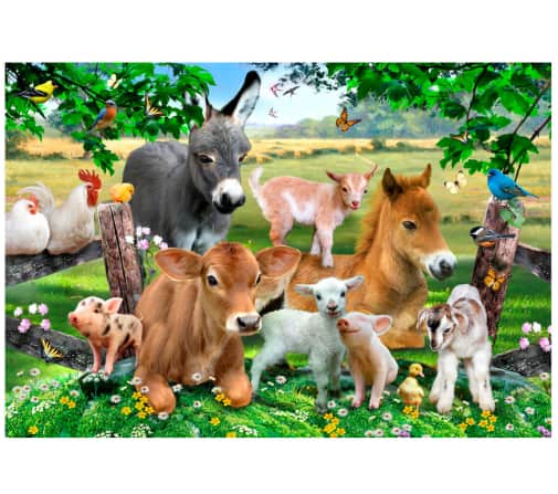 Wooden City Jigsaw Puzzle - Farm Kindergarten (Medium; 150 pieces)
