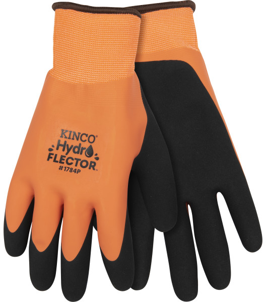 HydroFlector&trade; Lined Waterproof Hi-Vis Orange Thermal Knit Shell & Double-Coated Latex