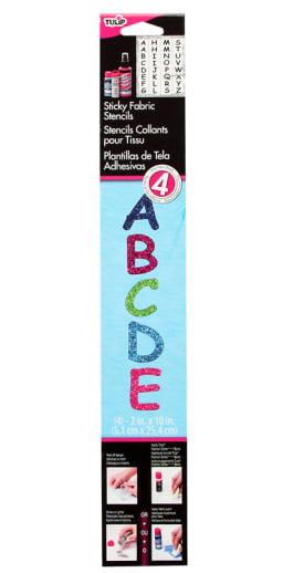 Sticky Fabric Stencil - Multi Glitter ABC Comic