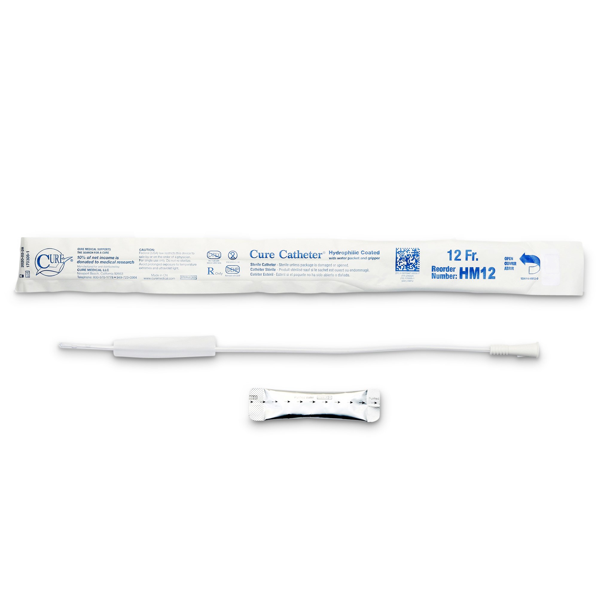 Cure Catheter Urethral Catheter, 12 Fr., Male, Straight MK 883232