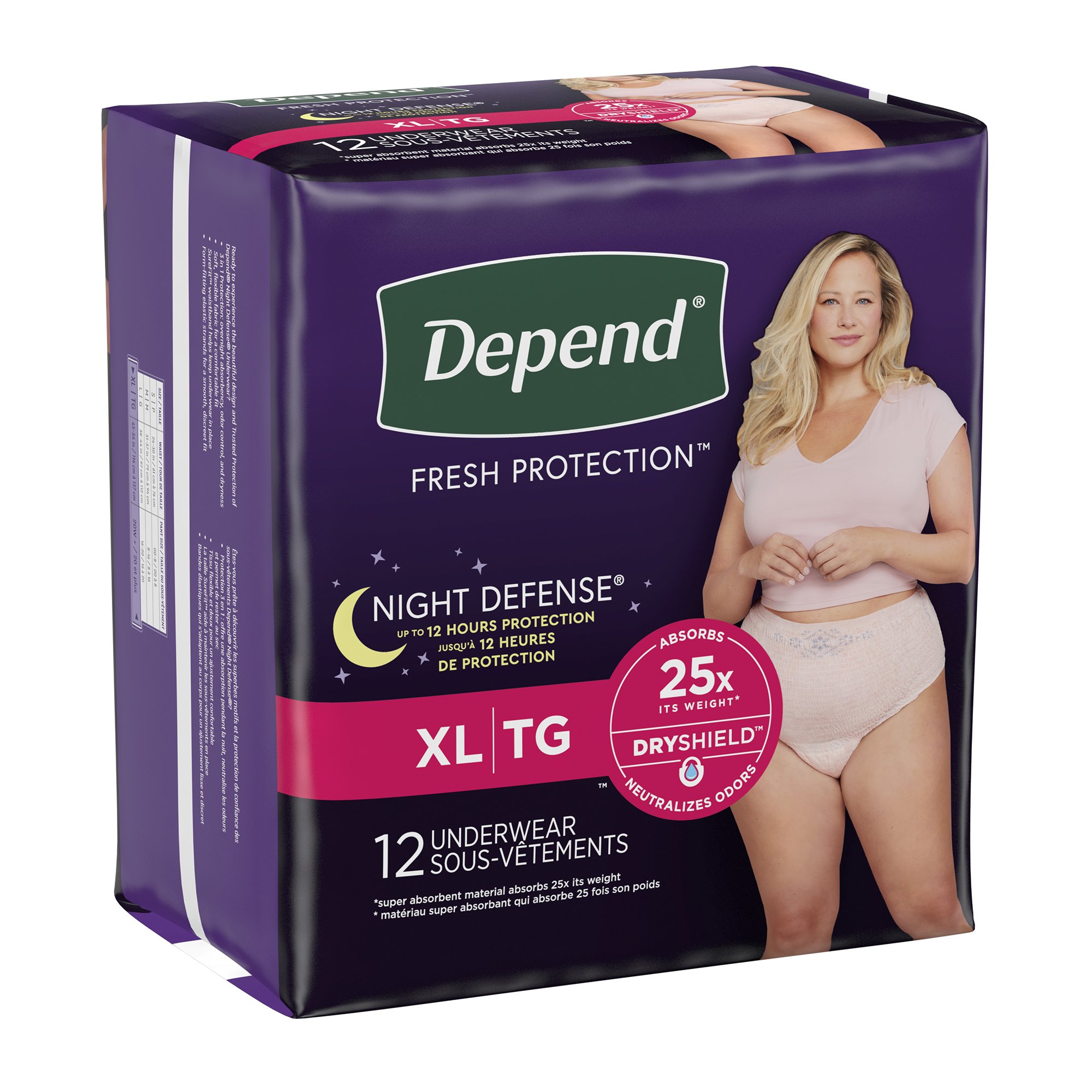 Depend Night Defense Women's Absorbent Underwear, X-Large MK 1224720
