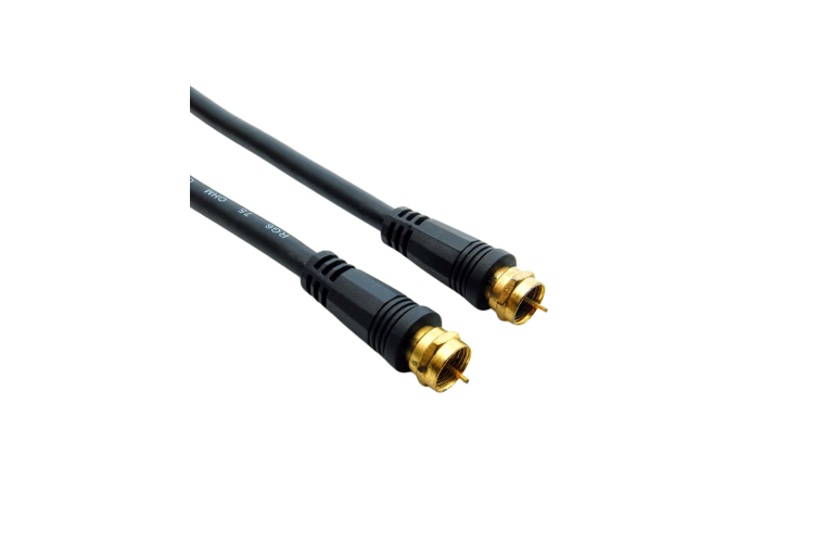 RG6 Coax Cable F-Type Connectors Black Gold Plated CCS 6Ft