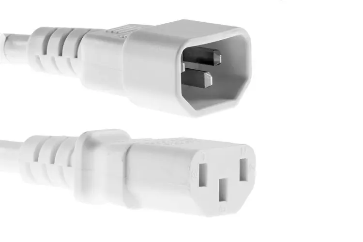 AC Power Cord, C13 to C14, 18 AWG, 10ft, White