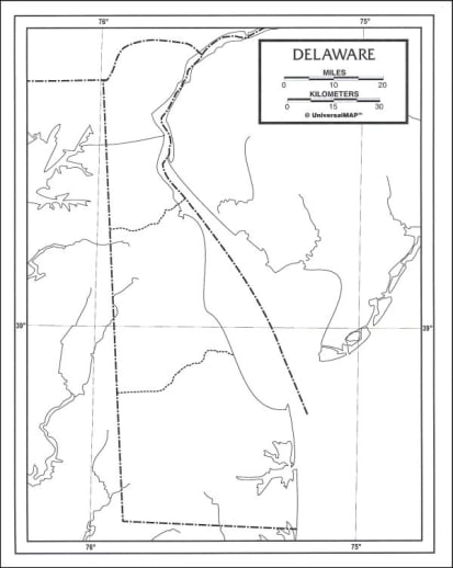 Delaware Map Laminated single (8+" x 11")