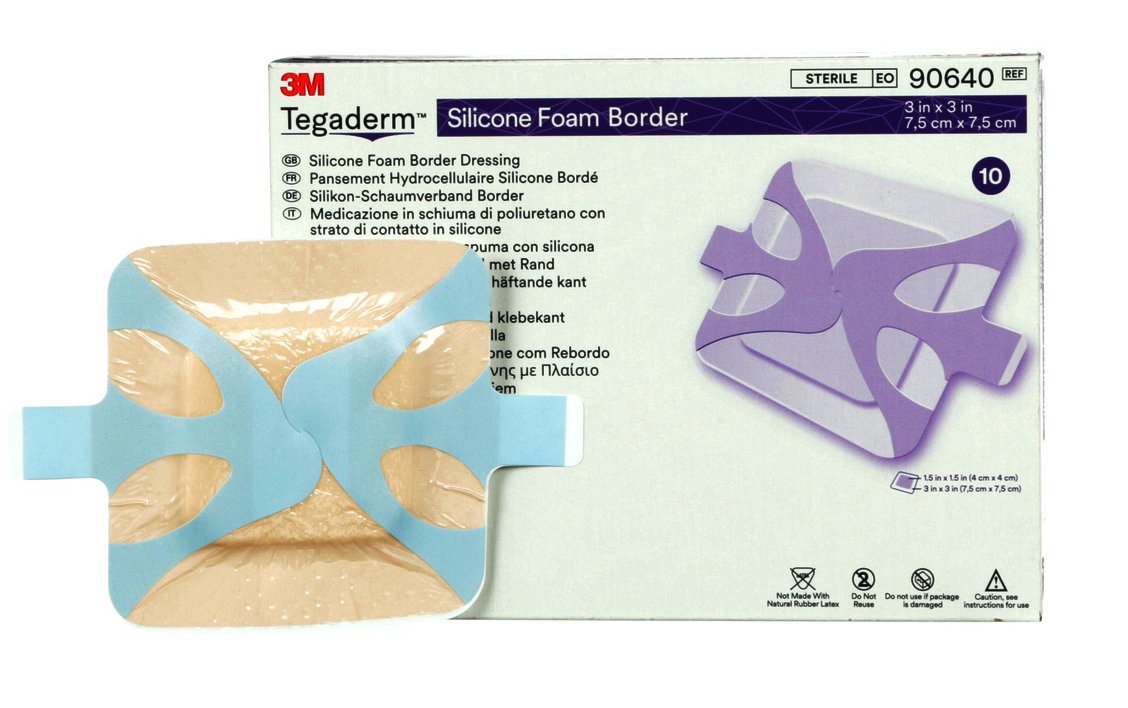 3M Tegaderm Silicone Adhesive with Border Silicone Foam Dressing, 3 x 3 Inch MK 842344