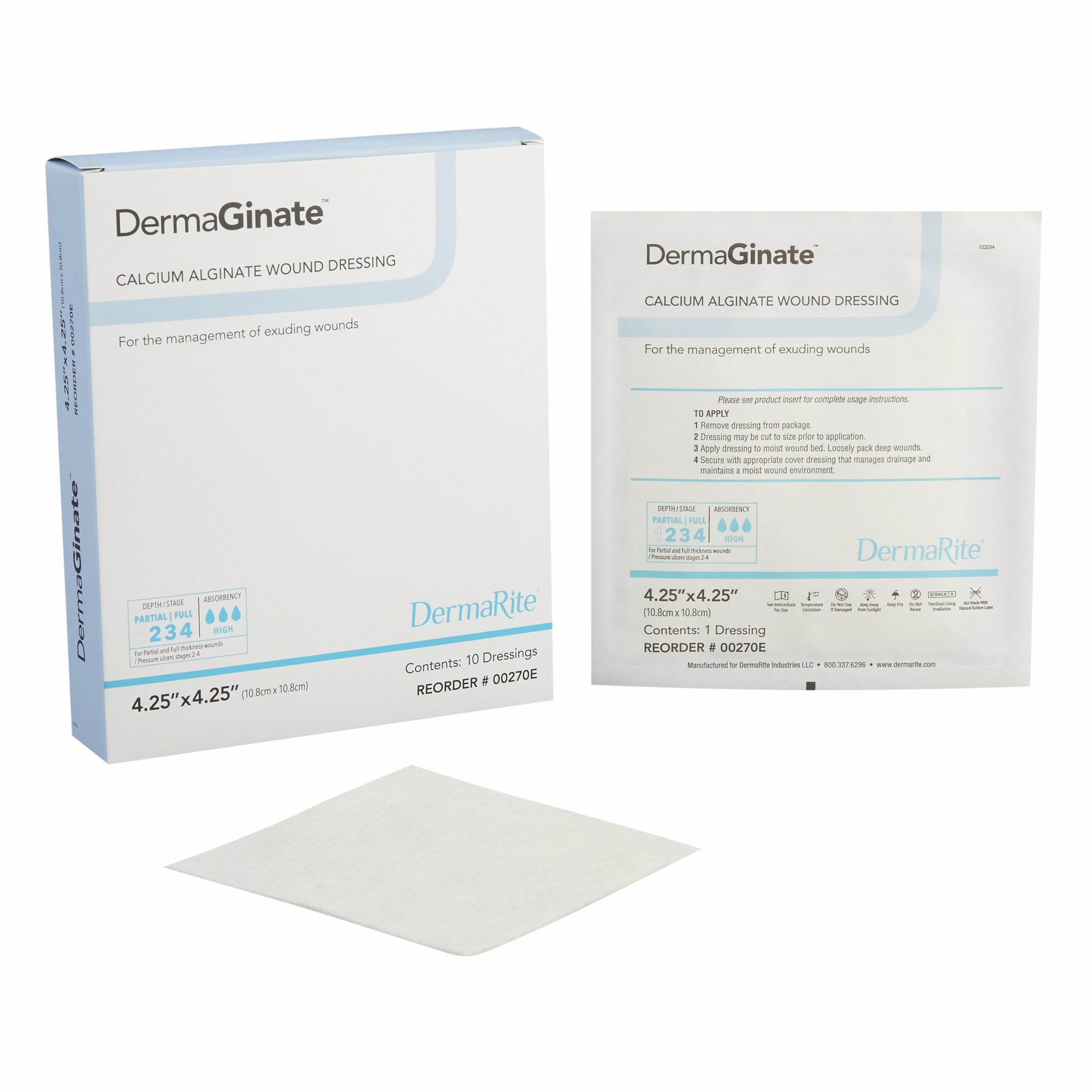 DermaGinate Alginate Dressing, 4-1/4 x 4-1/4 Inch MK 584149