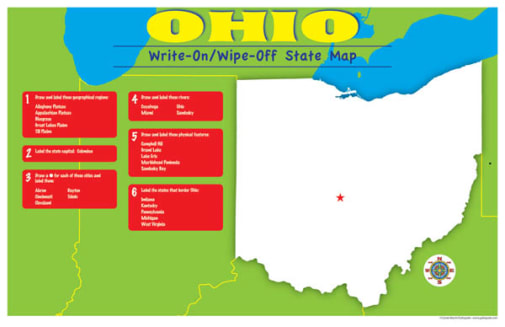 Ohio Write-On/Wipe-Off Desk Mat - State Map