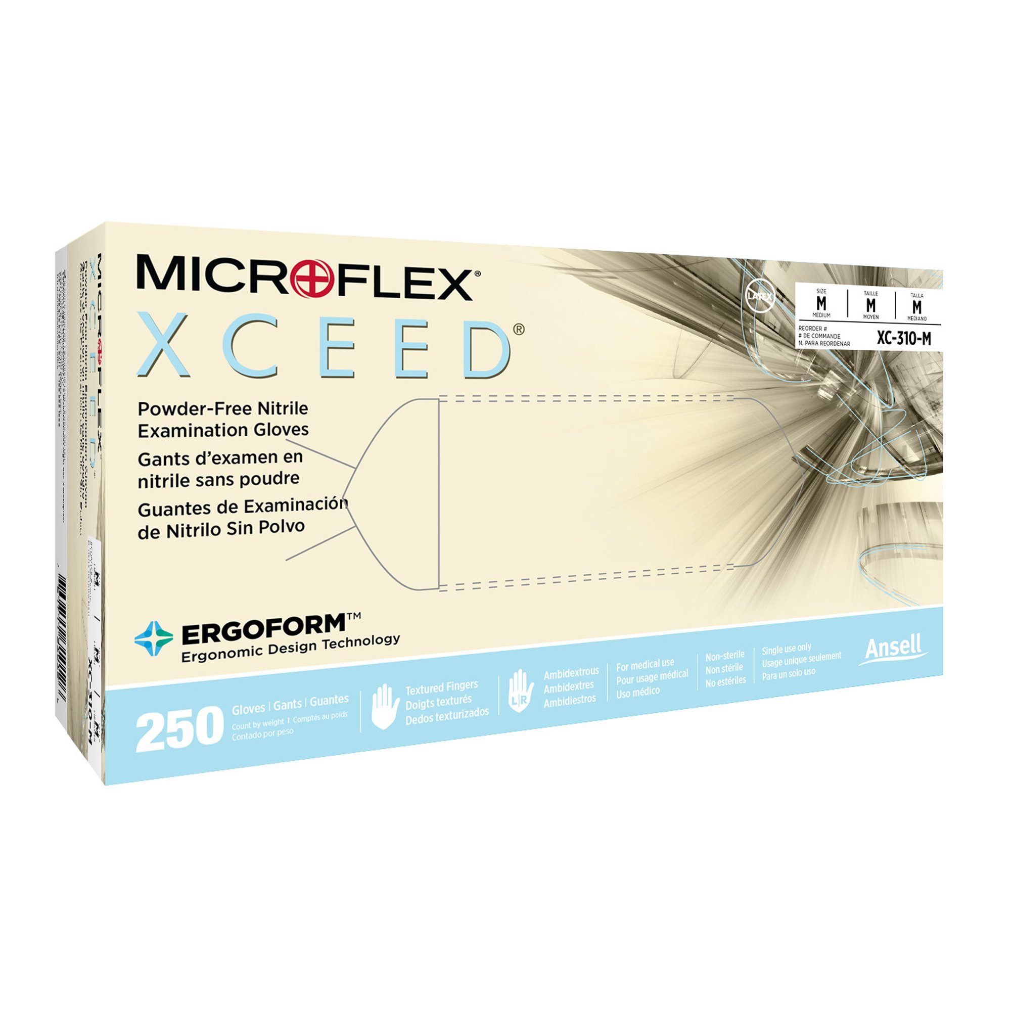 Microflex Xceed Nitrile Gloves, Medium, Blue MK 763377