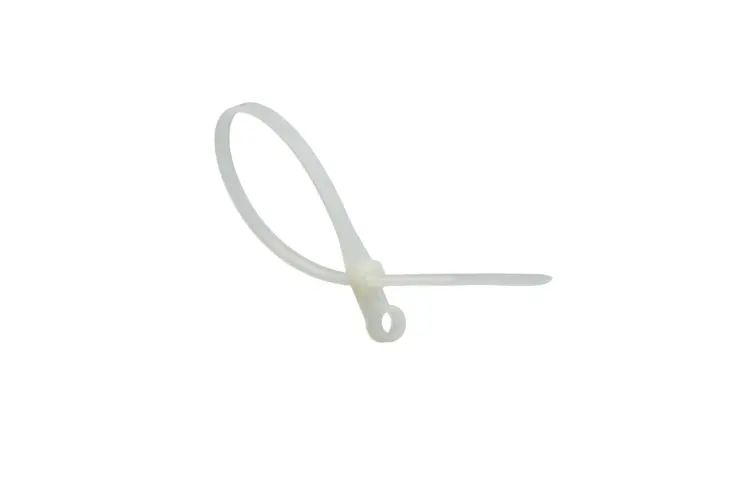 8in Nylon Cable Ties, White, Qty 100, Wall Mountable