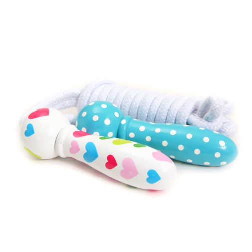 Hearts and Dots Wooden Skipping Rope