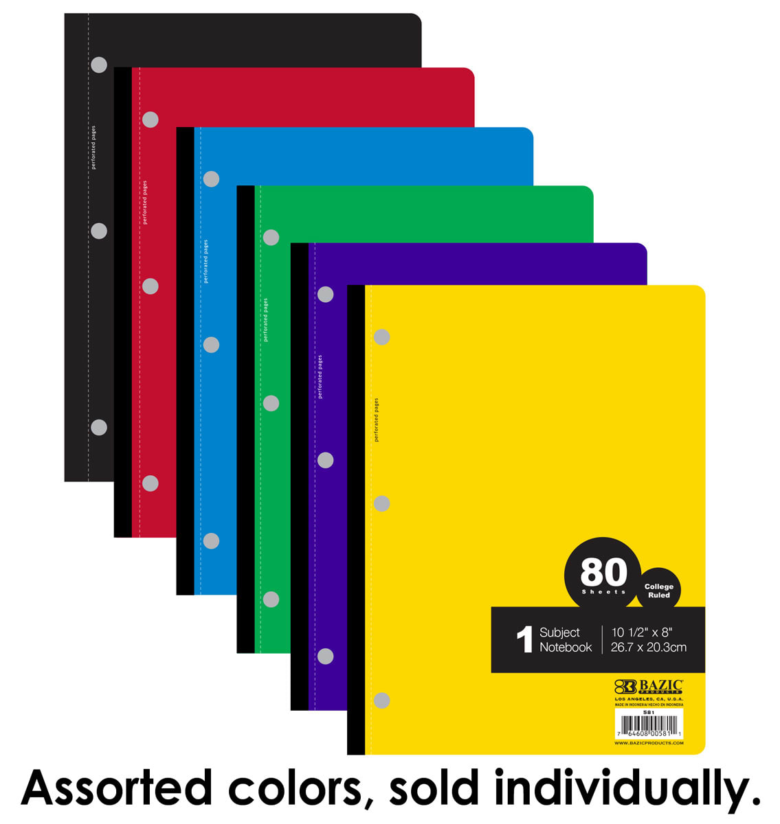 Notebook-College Ruled 1-Subject Wireless (80 sheets)