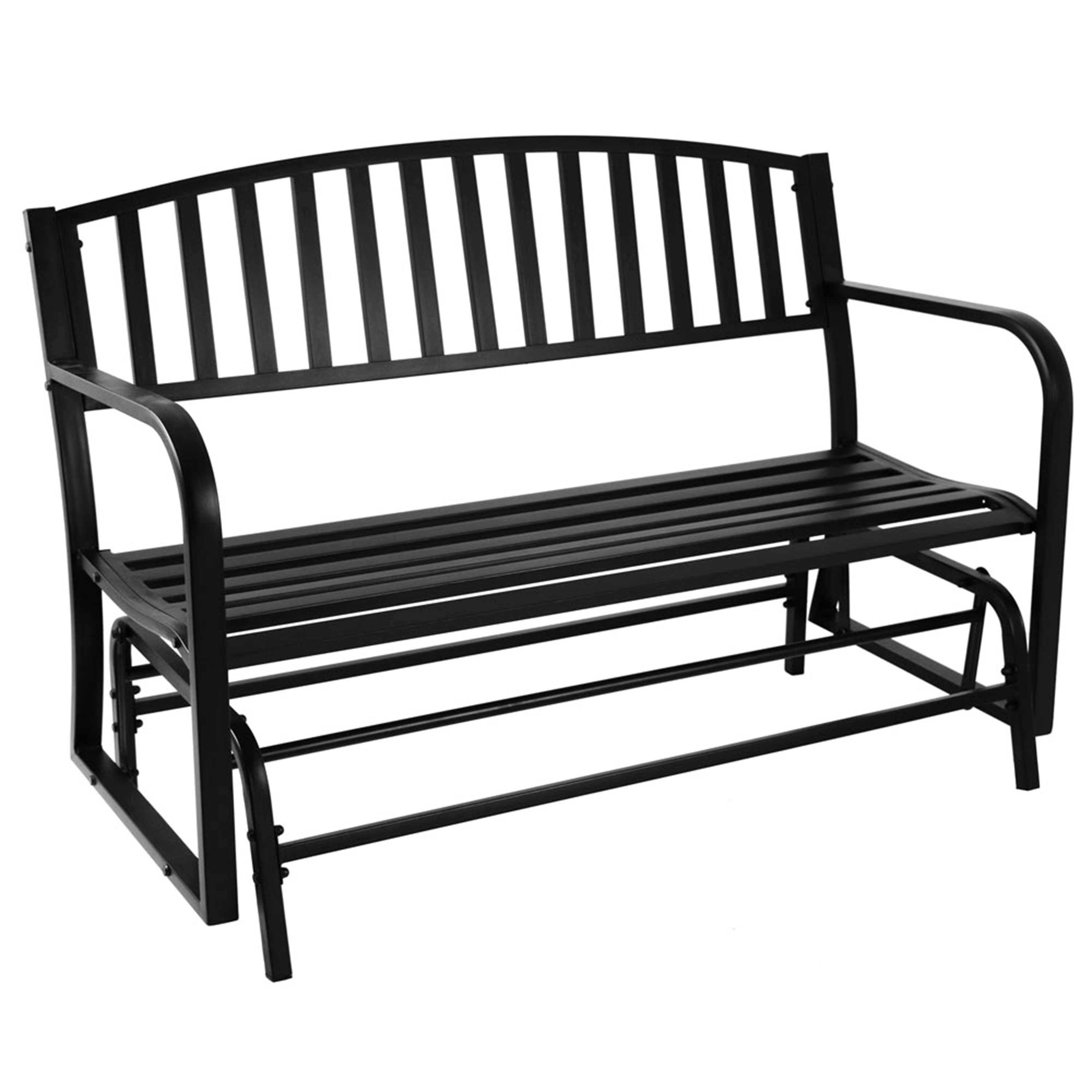 Sunnydaze Black Steel Patio Glider Bench - 50-Inch