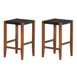 Woven Leather Counter Stool, Set of 2