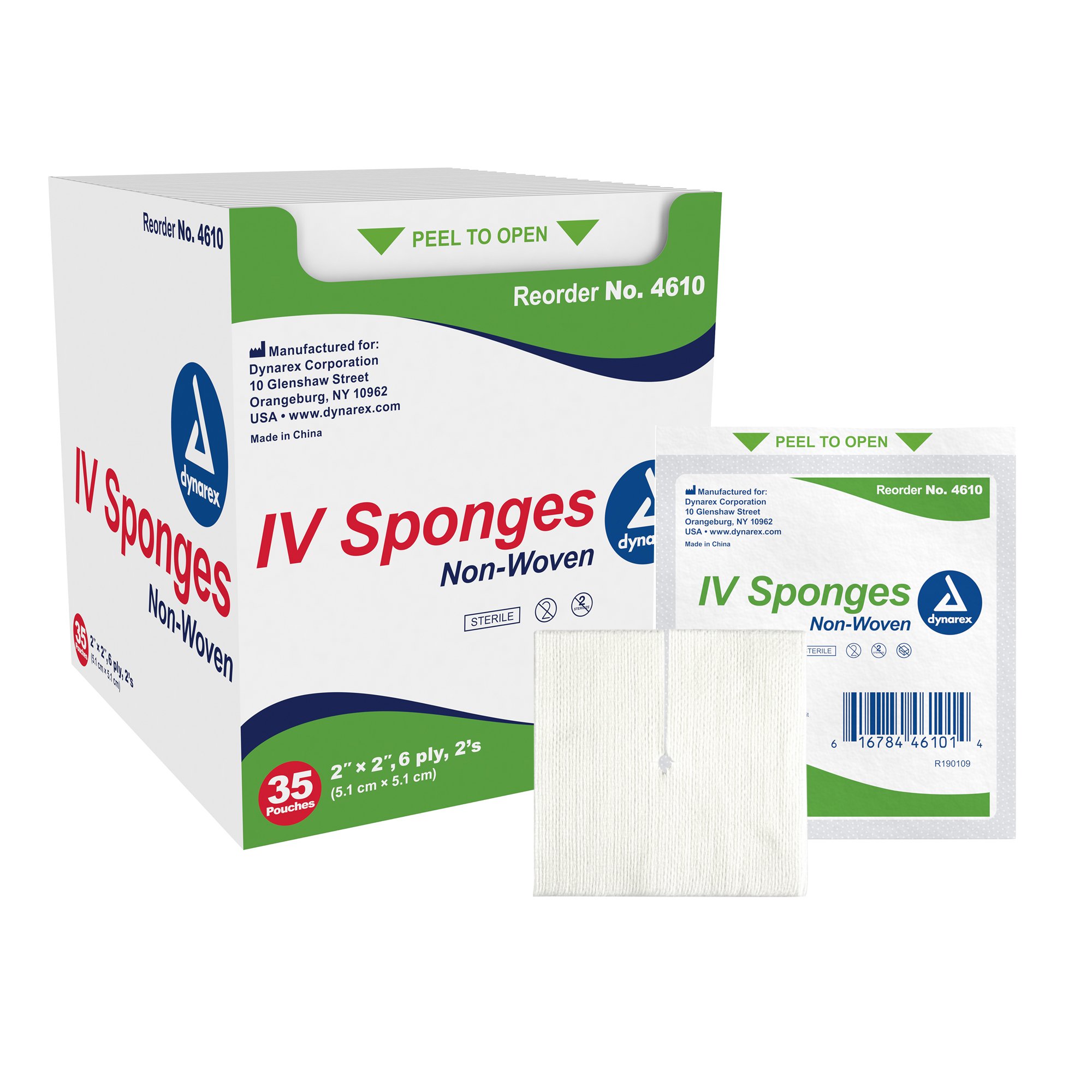 dynarex I.V. Sponge, 2 x 2 inch, 6-Ply MK DYN-4610