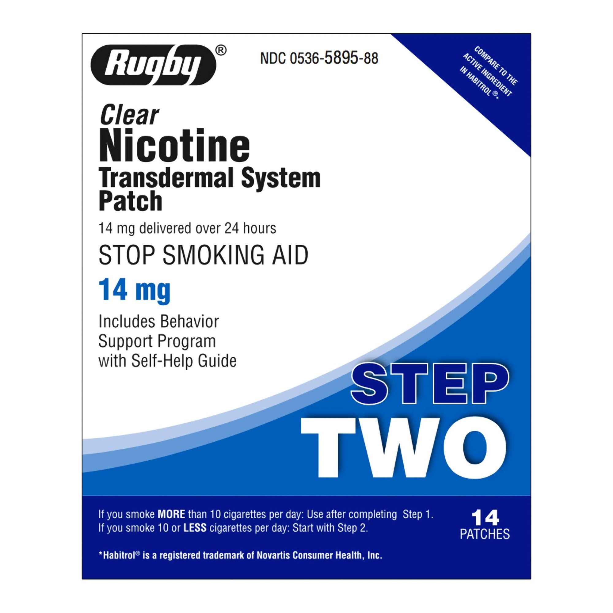 Rugby Clear Nicotine Transdermal System Patch Stop Smoking Aid, 14 mg MK 1029131