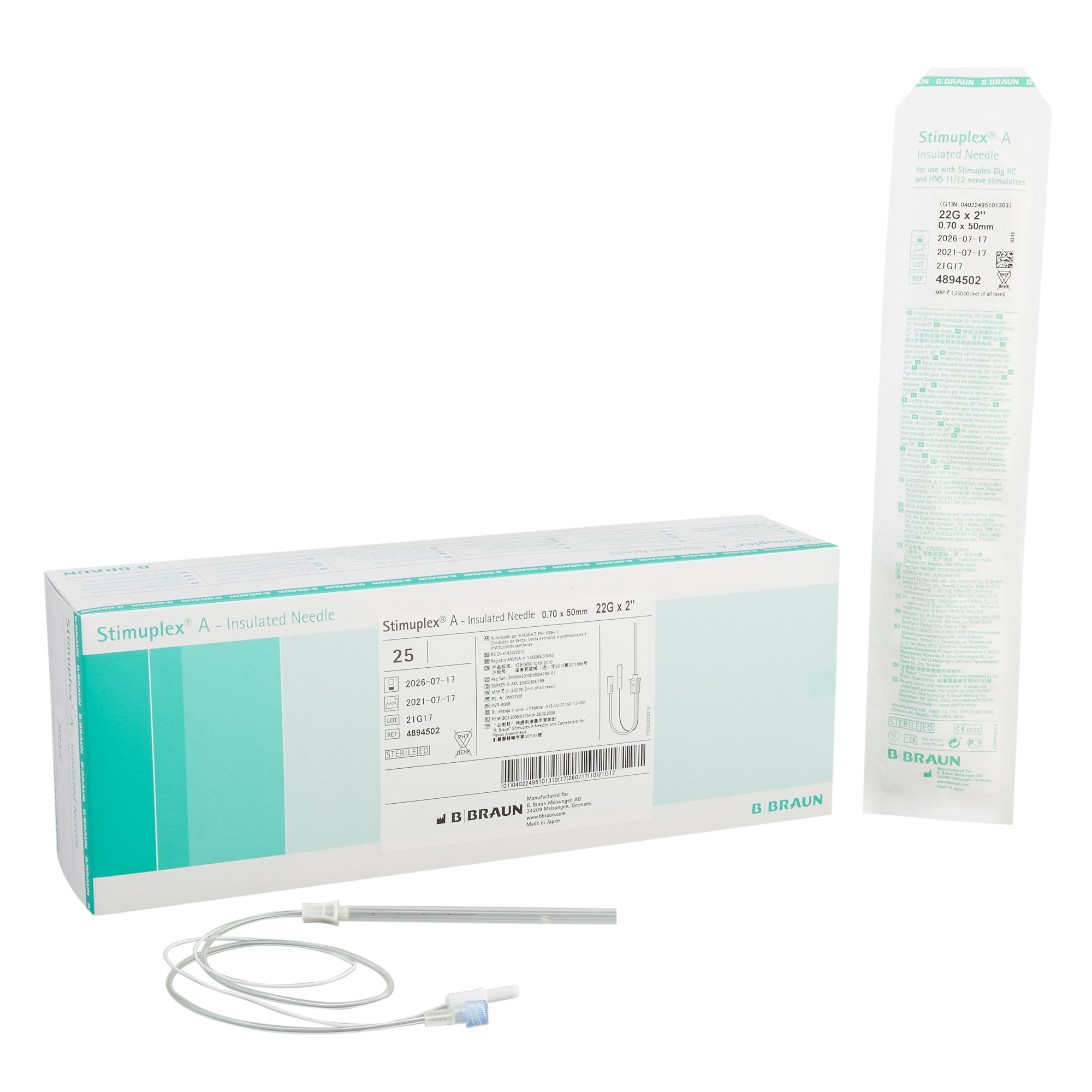 Stimuplex A Peripheral Nerve Block Needle, 22 Gauge, 2 Inch Length MK 211155