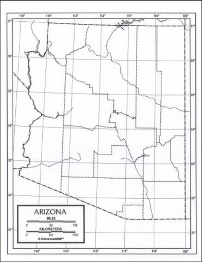 Arizona Map Paper single (8+" x 11")