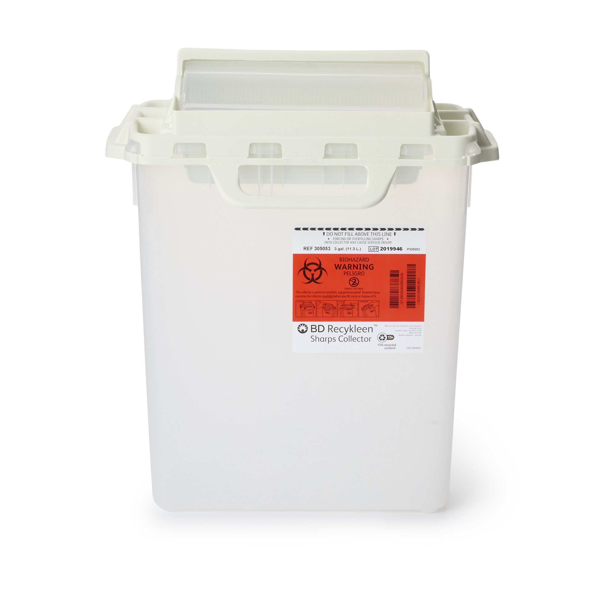 Recycleen Multi-purpose Sharps Container, 15-3/4 x 13-1/2 x 6 Inch, 3 Gallon MK 775429