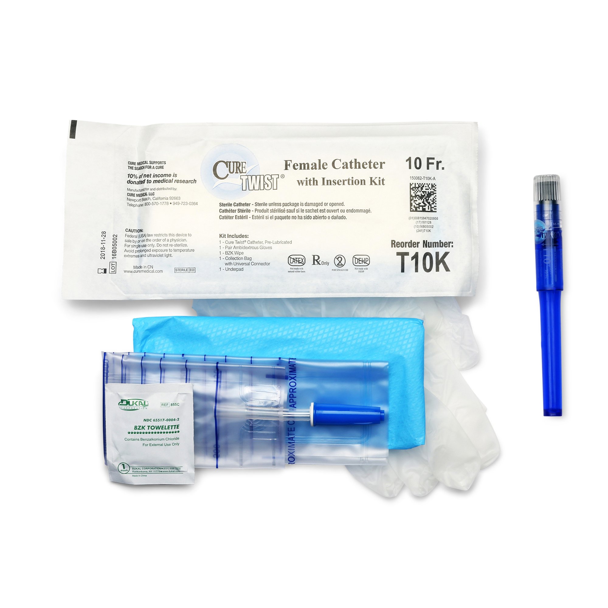 Cure Twist Intermittent Catheter Kit, 10 Fr. MK 1034690
