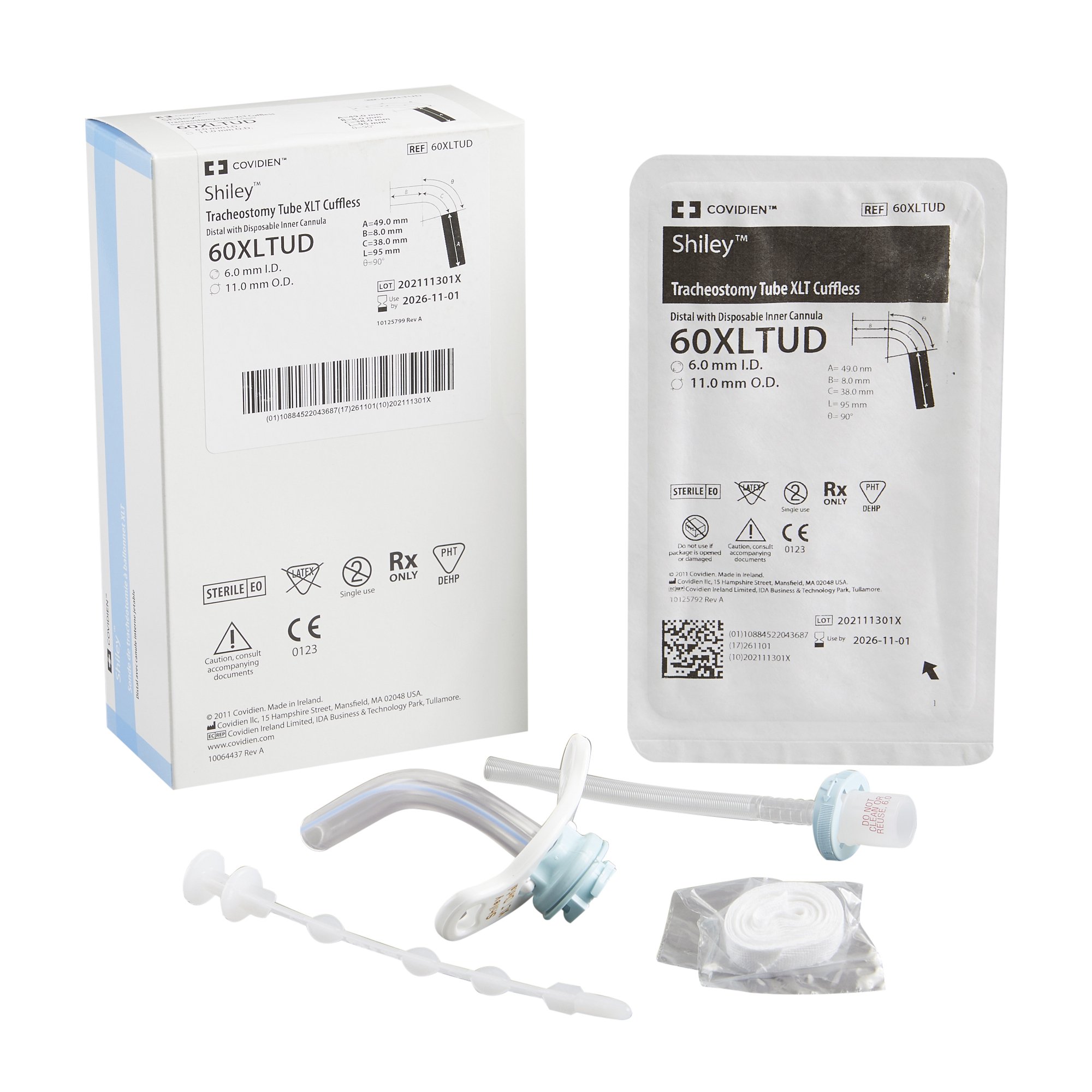 Shiley Extended-Length Tracheostomy Tube, Uncuffed, Size 6 MK 539856