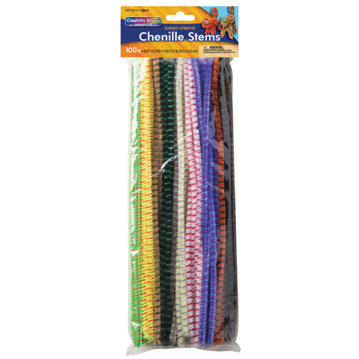 Chenille Stems - Striped Assorted Colors (6mm x 12")