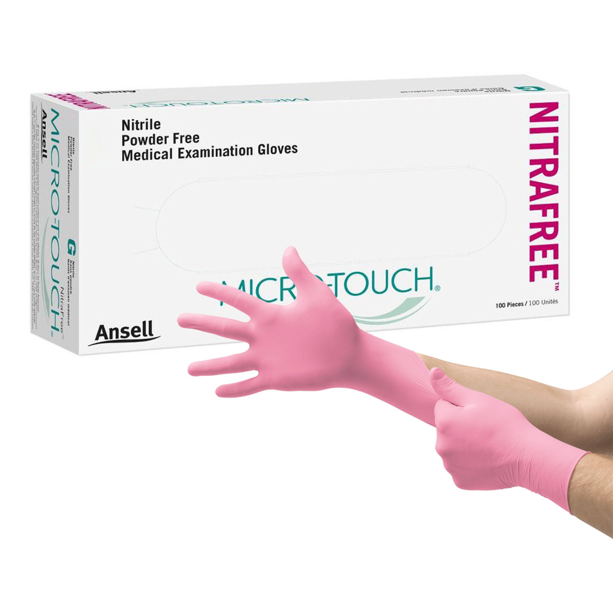 Micro-Touch NitraFree Nitrile Exam Glove, Large, Pink MK 697231