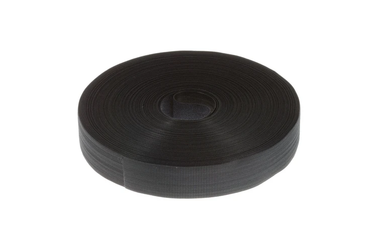 Velcro Qwik Tie Uncut Tape Roll, 1in x 25 Yards, Black