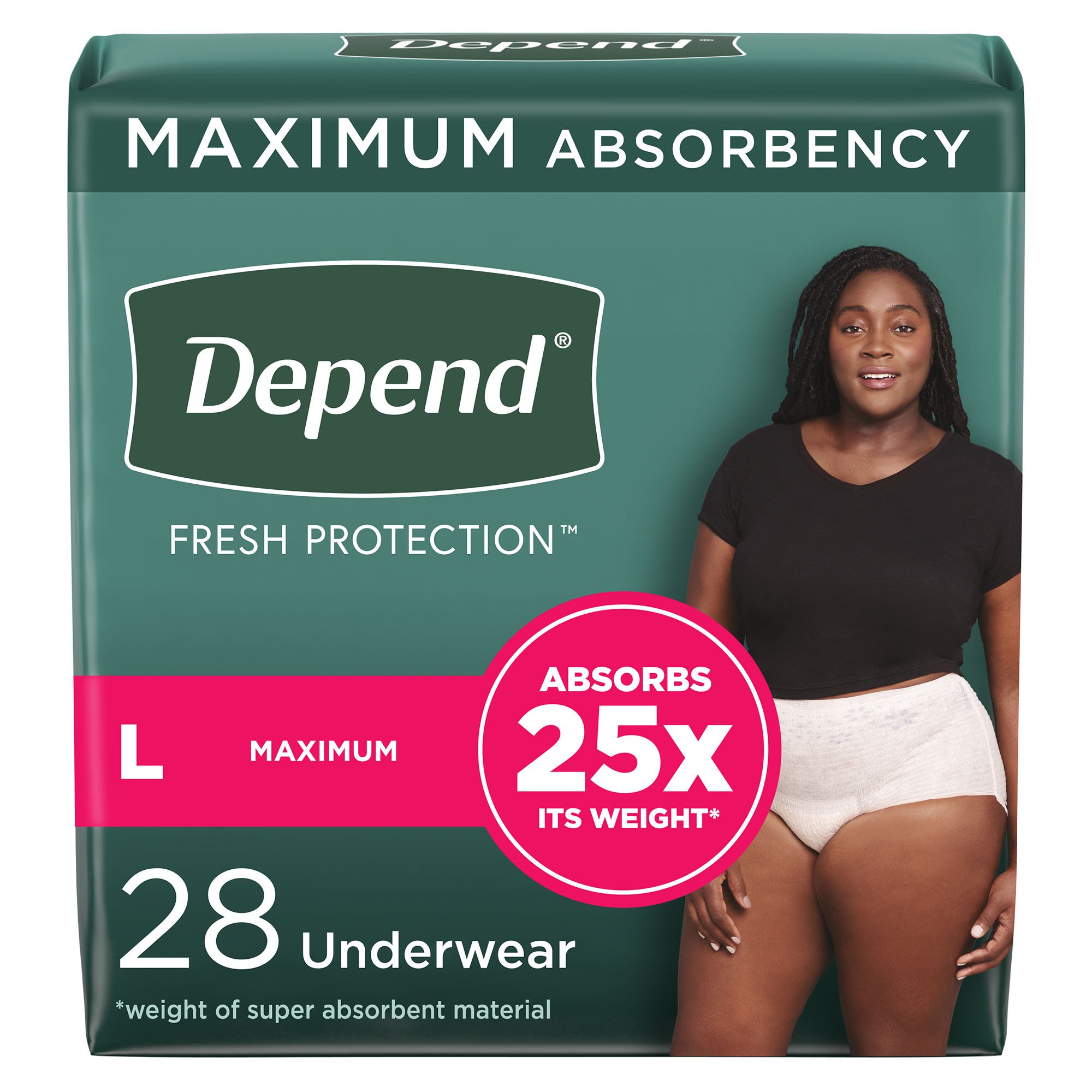 Depend Fresh Protection Women's Maximum Absorbency Underwear, Large MK 1184201