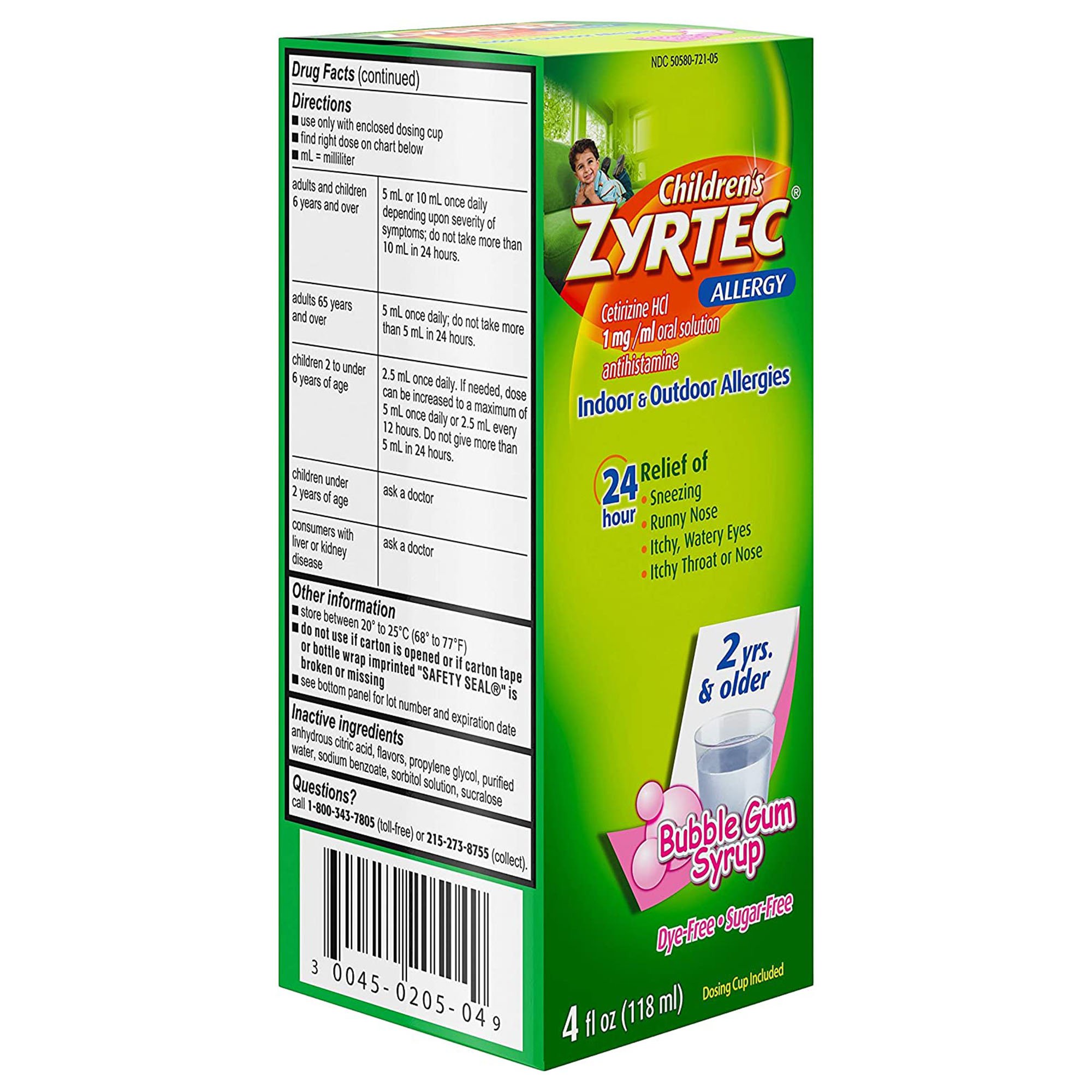 Children's Zyrtec Cetirizine Allergy Relief MK 1119047