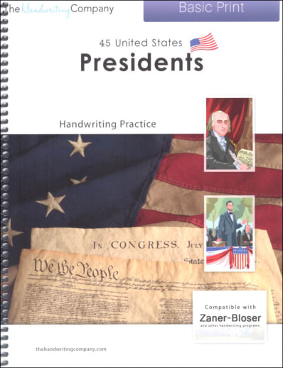 45 United States Presidents Character Writing Worksheets Zaner-Bloser Basic Print