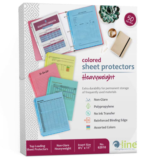 Colored Poly Sheet Protectors (50 per box)