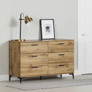 6-Drawer Double Dresser with Metal Legs