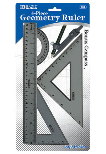 BAZIC 4-Piece Geometry Ruler Combination Sets Bazic Products