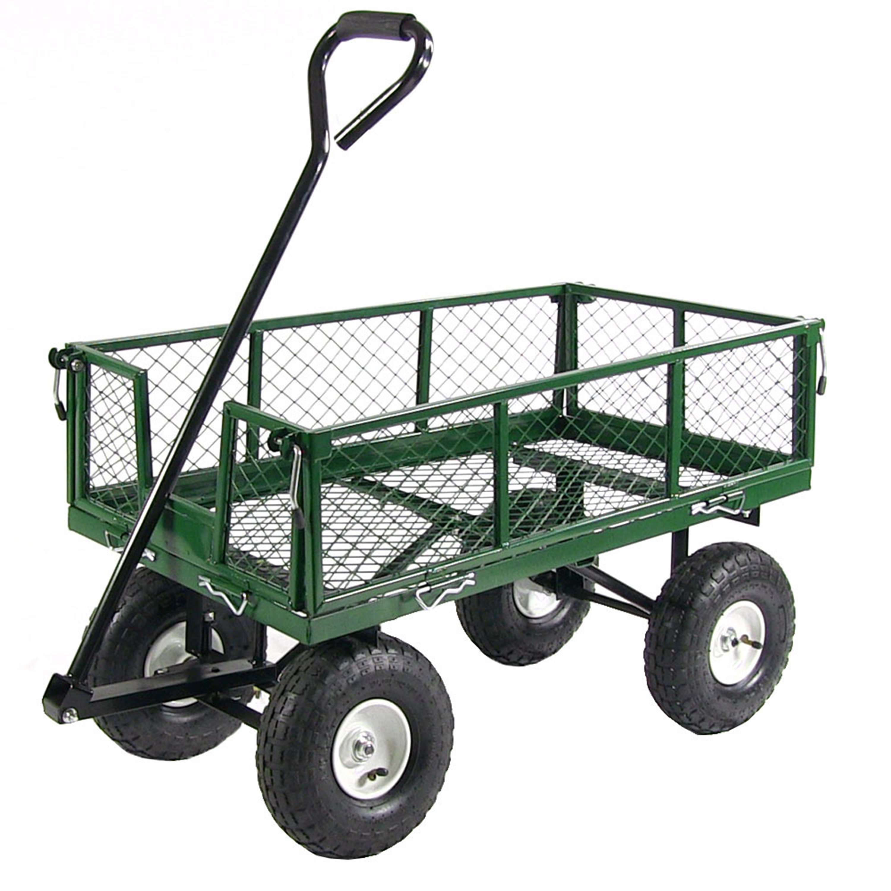 Sunnydaze Utility Cart with Removable Folding Sides, 400 Pound Weight Capacity, Green