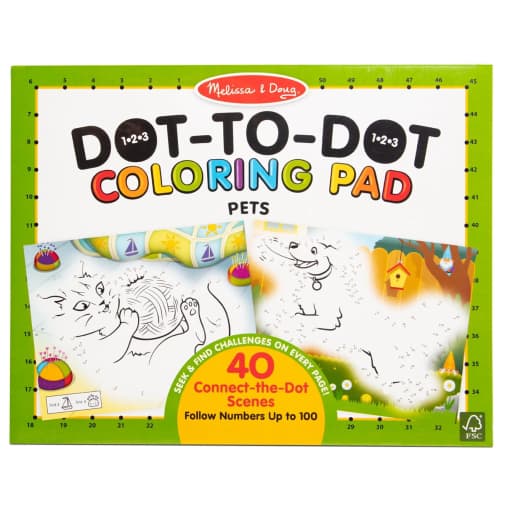 Melissa & Doug 123 Dot-To-Dot Coloring Pad Pets