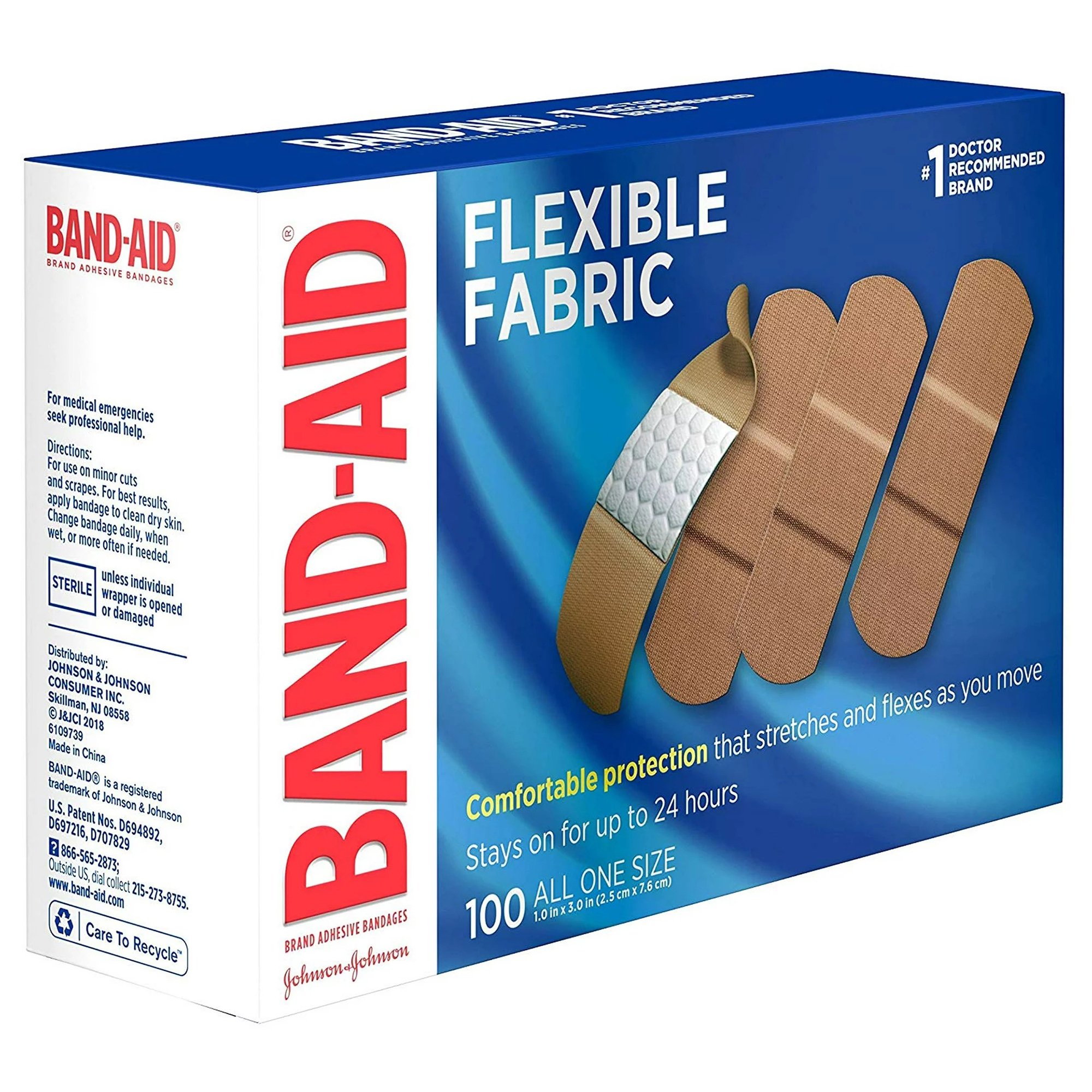 Band-Aid Flexible Fabric Tan Adhesive Strip, 1 x 3 Inch MK 115847
