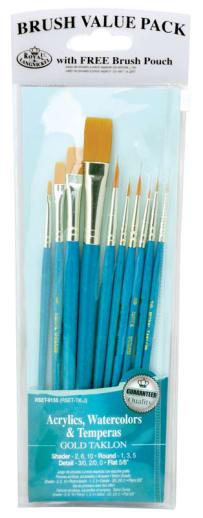 Royal & Langnickel Gold Taklon Paint Brush Set Value Pack (10 piece)