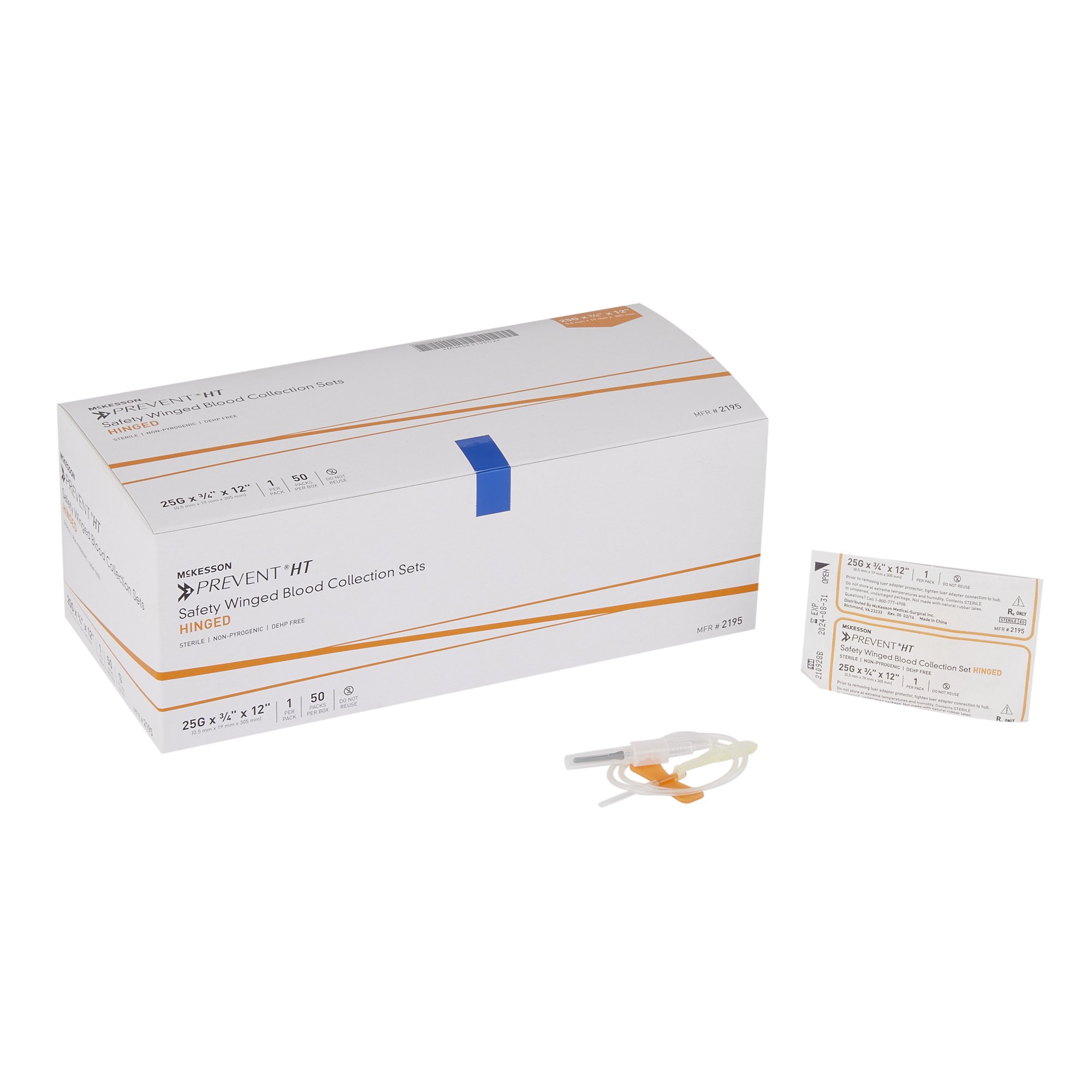 McKesson Prevent Blood Collection Set, 25 Gauge, -inch needle length MK 865250
